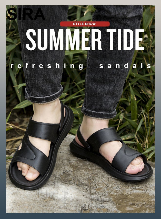 SIRA Men's 2-in-1 Slide Sandals - Premium Indoor/Outdoor Slippers | Ultra-Soft & Waterproof | Anti-Slip Thick Sole for Beach, Travel, Home | Breathable & Lightweight | Perfect for Walking & Driving（Black） - Image 1