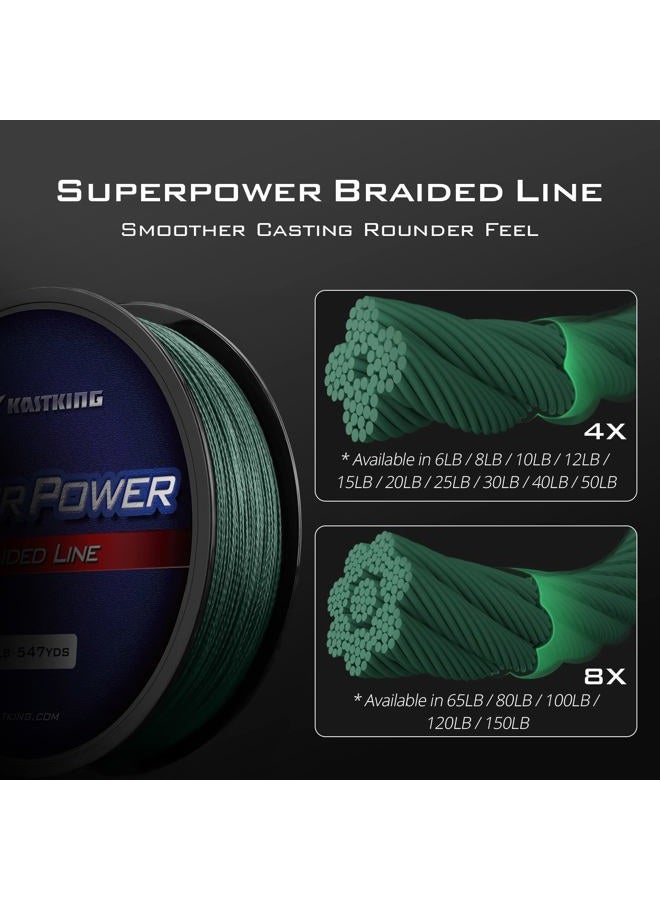 Kastking Superpower Braided Fishing Line, Moss Green, 50 LB, 300+27 Yds - Image 3