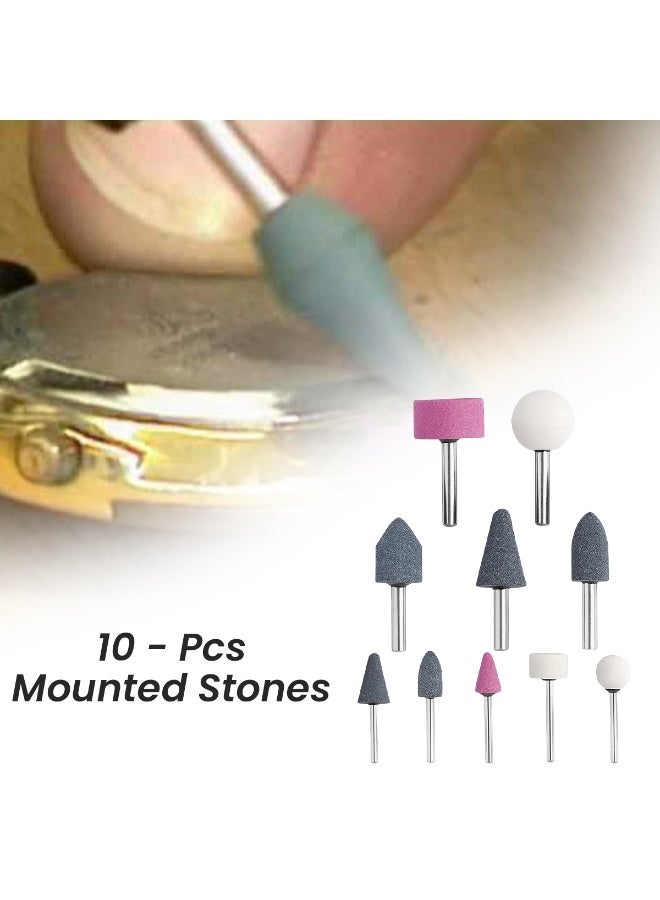 10 Pcs Mounted Grinding Stone Set 1/4 & 1/8 Inch Shank Rotary Tool Bits Abrasive Grinding Polishing Carving Stone Kit for Metal Wood Glass Drill Accessories - Image 5
