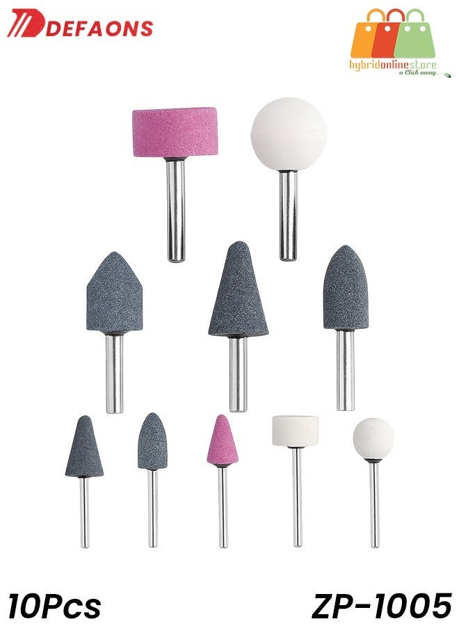 10 Pcs Mounted Grinding Stone Set 1/4 & 1/8 Inch Shank Rotary Tool Bits Abrasive Grinding Polishing Carving Stone Kit for Metal Wood Glass Drill Accessories - Image 1