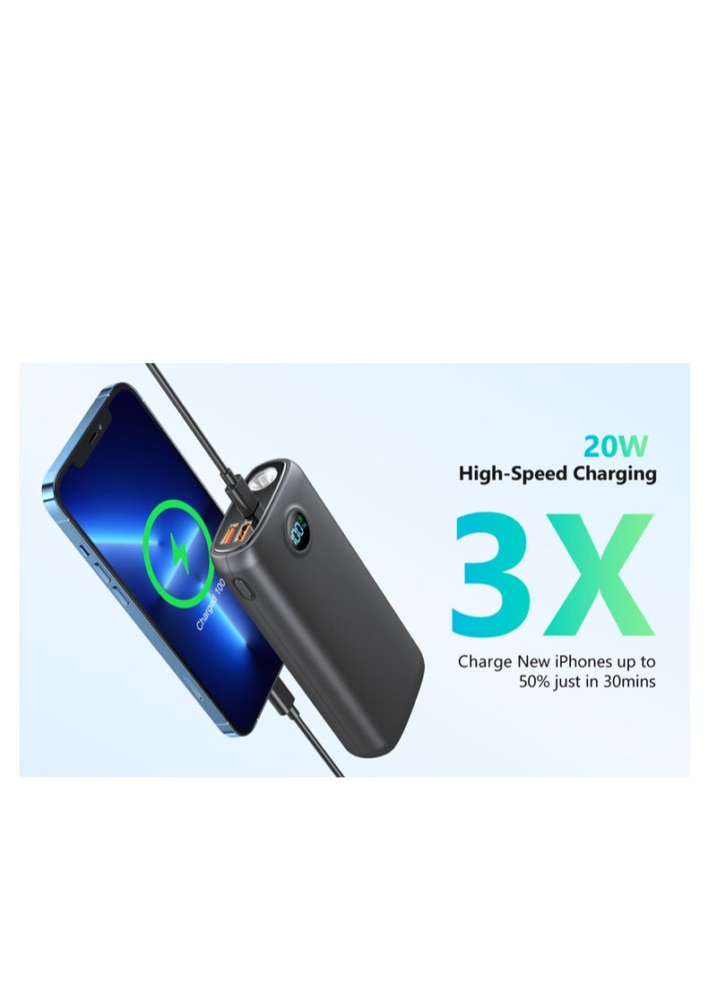 skjvxt - Power Bank  20000mAh Portable Charger  PD 22.5W and QC 3.0 Quick Charging Built-in Bright Flashlight LED Display 2 USB 1Type-C Output for Most Electronic Devices on The Market (Black) - Image 1