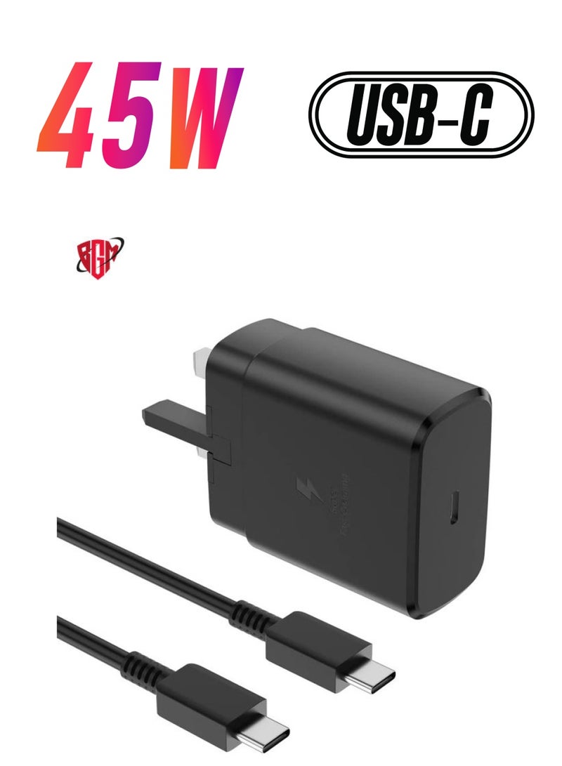 BGM for 45W Samsung Charger Plug with 1.5M Cable for Samsung Galaxy S23/S23+/S23Ultra S22/S22+/S22Ultra S21/S21+/S21Ultra S20 A33,A72,A71,A53,A52,A51,A50,M33, UK Wall USB C Power Adapter - Image 1