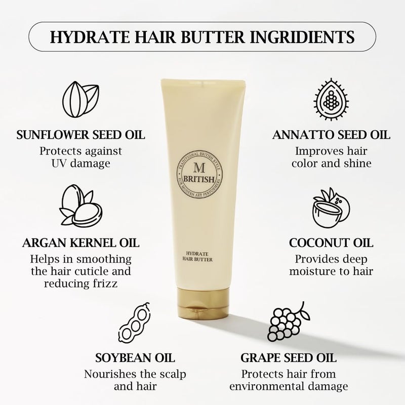 BRITISH M Hydrate Hair Butter 250g(8.81oz) - Image 3