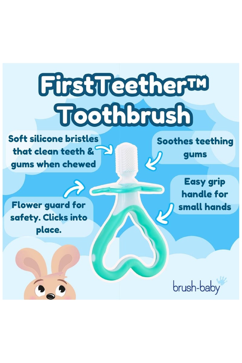 Brush-Baby First Toothbrush & Teether Set  Soft Bristles  Flower Safety Guard  18 Months - Image 4