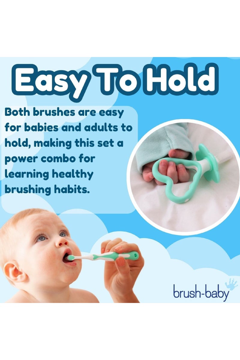Brush-Baby First Toothbrush & Teether Set  Soft Bristles  Flower Safety Guard  18 Months - Image 2