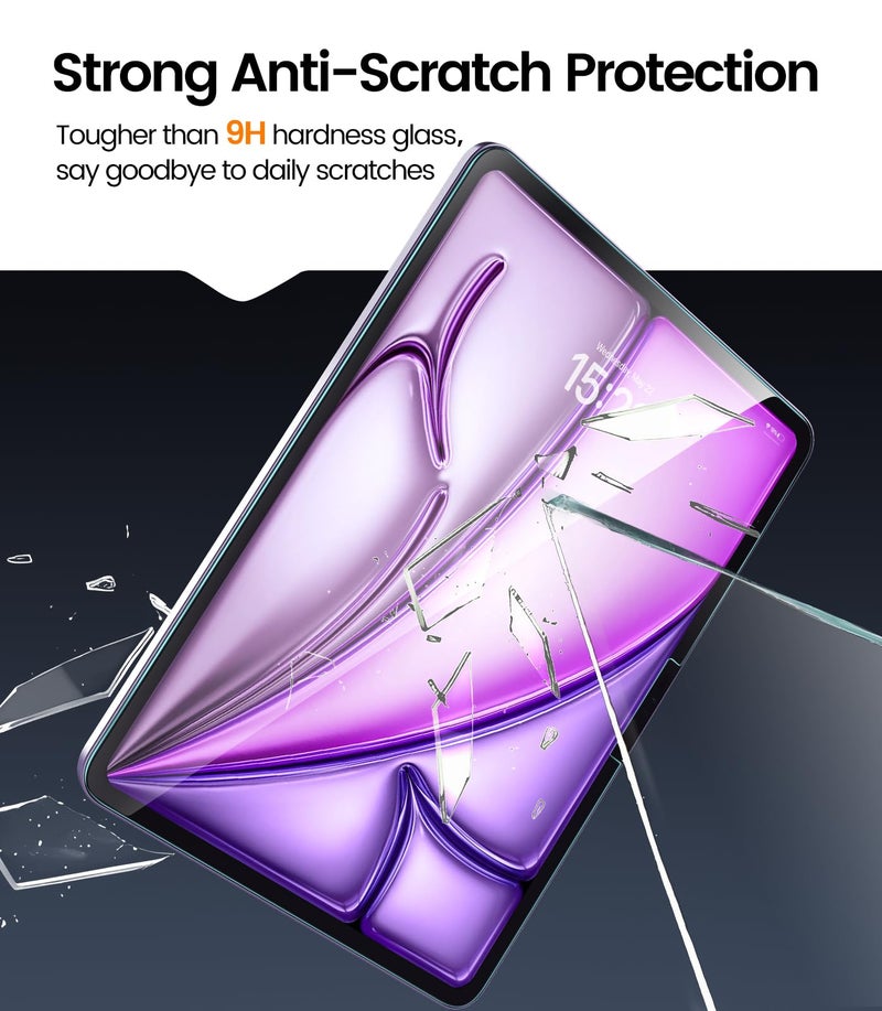 EZ-GLAZ-2 Pack for iPad Air 13 Inch Screen Protector M4/M3/M2 (2026/2025/2024), Military-Grade Shatterproof, 9H+ Tempered Glass with Installation Box, Anti-Scratch, Apple Pencil Compatible, HD Clarity, Bubble Free - Image 4