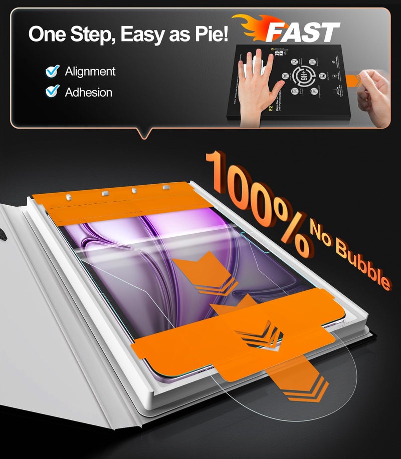 EZ-GLAZ-2 Pack for iPad Air 13 Inch Screen Protector M4/M3/M2 (2026/2025/2024), Military-Grade Shatterproof, 9H+ Tempered Glass with Installation Box, Anti-Scratch, Apple Pencil Compatible, HD Clarity, Bubble Free - Image 3