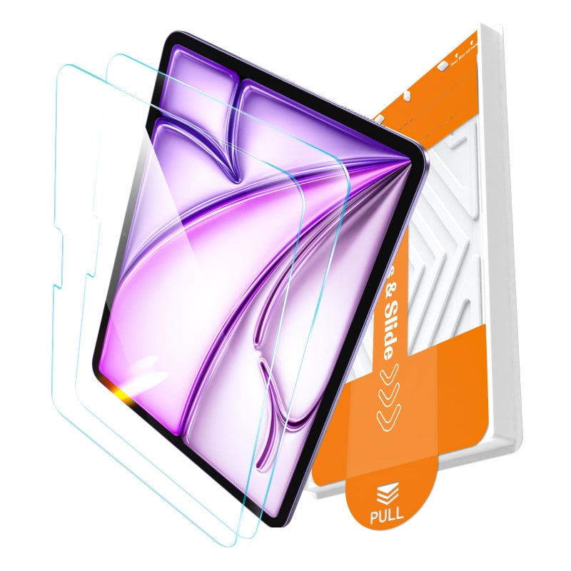 EZ-GLAZ-2 Pack for iPad Air 13 Inch Screen Protector M4/M3/M2 (2026/2025/2024), Military-Grade Shatterproof, 9H+ Tempered Glass with Installation Box, Anti-Scratch, Apple Pencil Compatible, HD Clarity, Bubble Free - Image 1