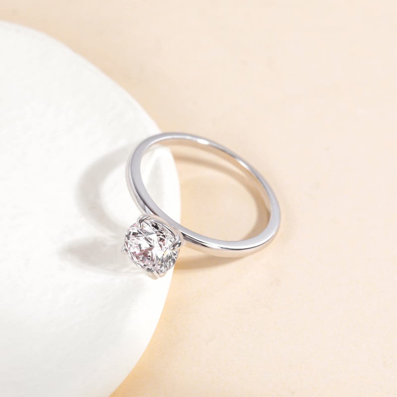EAMTI 1.5CT 925 Sterling Silver Engagement Rings Round Cut Solitaire Cubic Zirconia CZ Wedding Promise Rings for Her Wedding Bands for Women Size 7 - Image 2