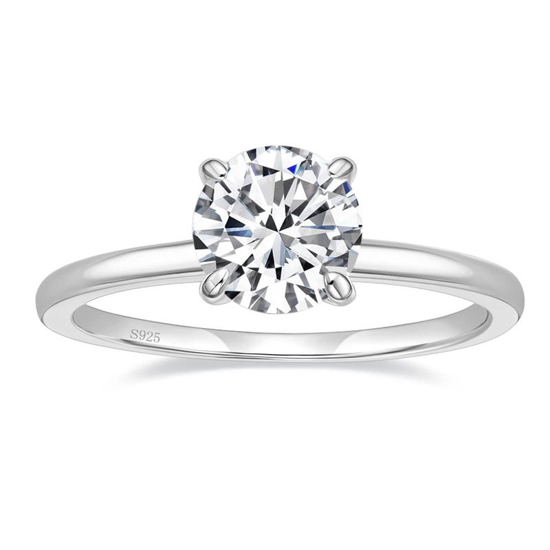 EAMTI 1.5CT 925 Sterling Silver Engagement Rings Round Cut Solitaire Cubic Zirconia CZ Wedding Promise Rings for Her Wedding Bands for Women Size 7 - Image 1