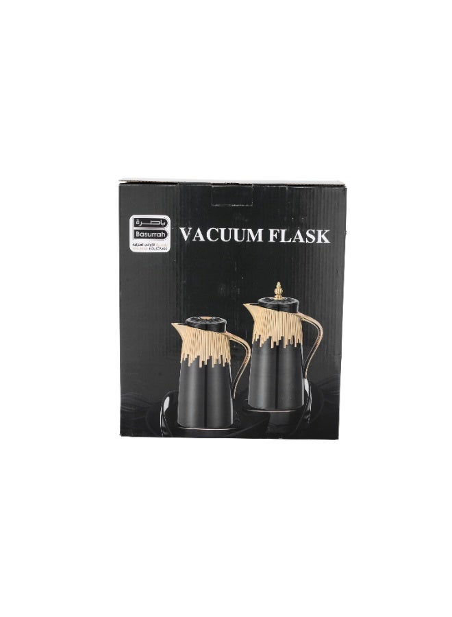 باصرة طقم ترامس شاي وقهوة قطعتين أسود ذهبي - Image 5