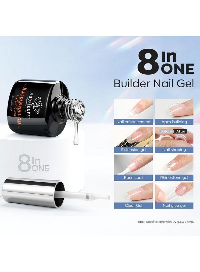 modelones Builder Nail Gel With Nail Dehydrator And Primer, 3Pcs Clear Gel Builder Acid Free Nail Prep Dehydrate & Bond Primer For Nail Thickening Apex Building Nail Extension, Led Nail Lamp Cured - Image 4