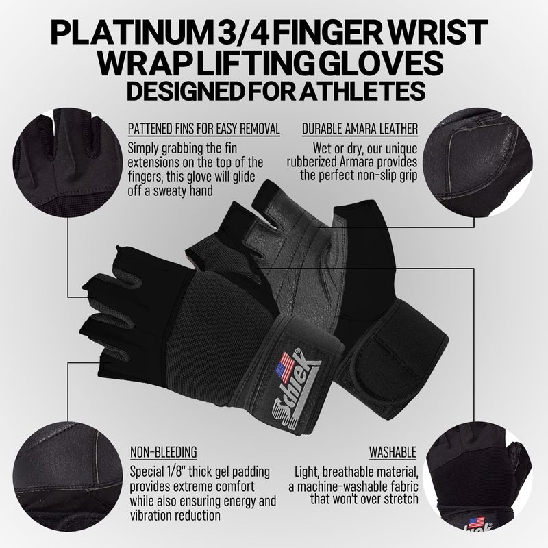 Schiek Sports 540 Platinum Lifting Gloves - Weightlifting Gloves for Women and Men - Wrist Wrap Non Slip - Image 3