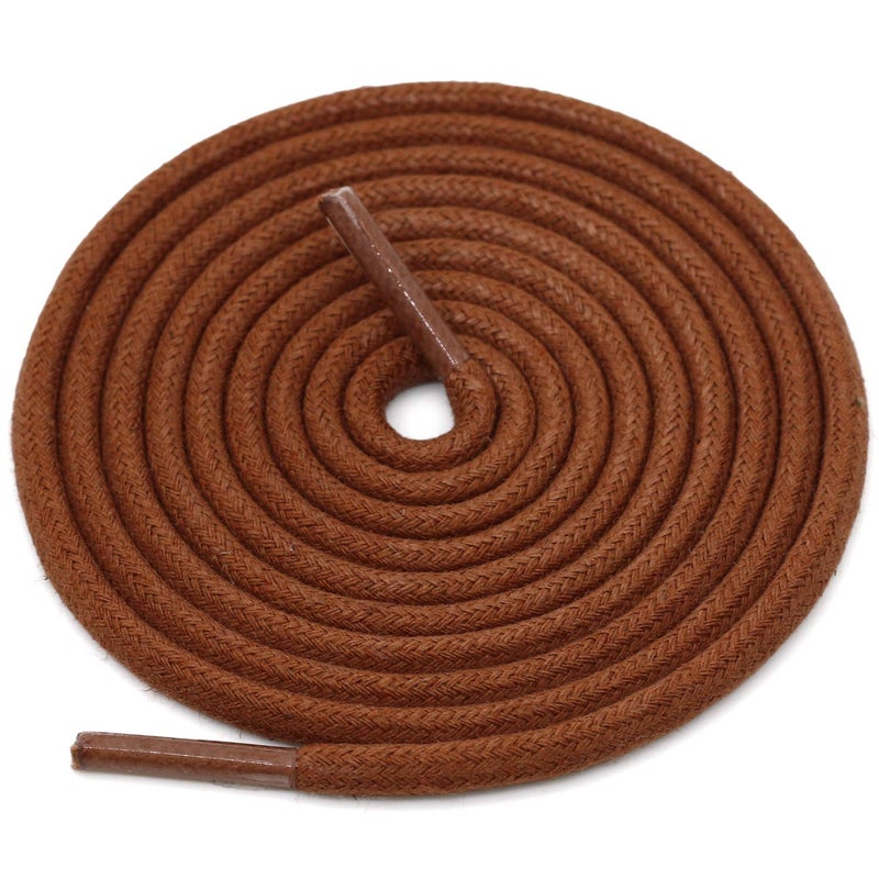 DELELE Round Cotton Waxed Shoelaces: 7/50 Inches Light Brown Shoe Laces for Boot 2 Pair 24 inch - Image 3