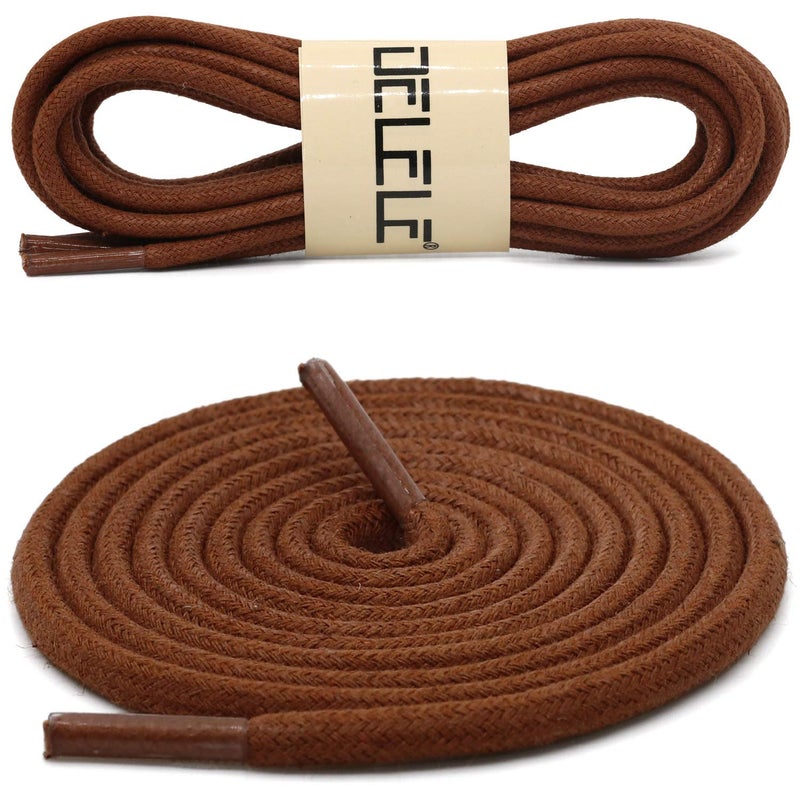 DELELE Round Cotton Waxed Shoelaces: 7/50 Inches Light Brown Shoe Laces for Boot 2 Pair 24 inch - Image 2