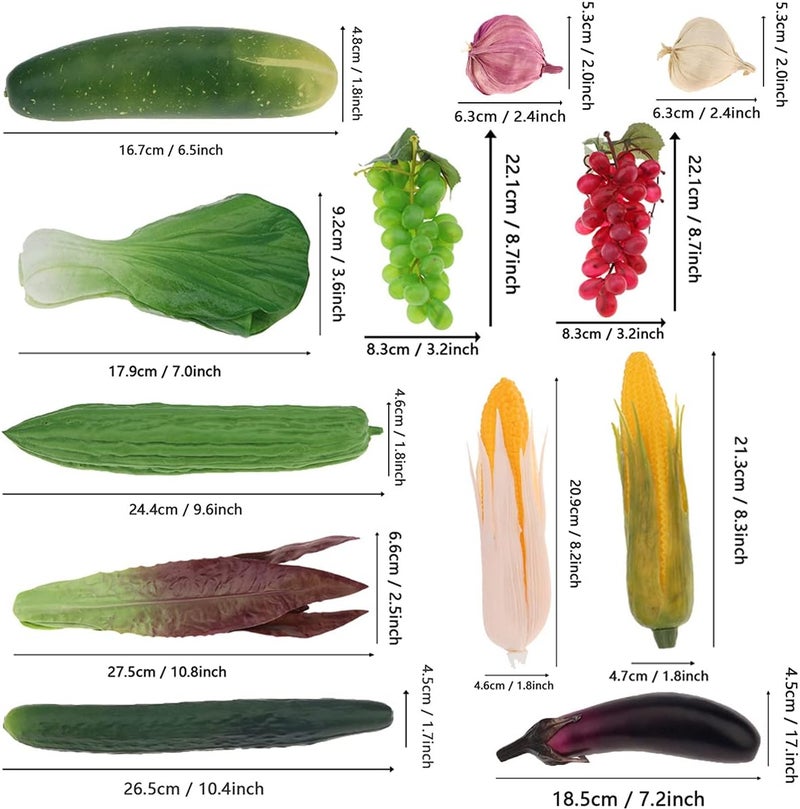 Meiwlong 12 PCS Artificial Fake Realistic Vegetable Faux Lifelike Plastic Photography Props Centerpieces Fruit Model Decoration Home Party Festival - Image 2