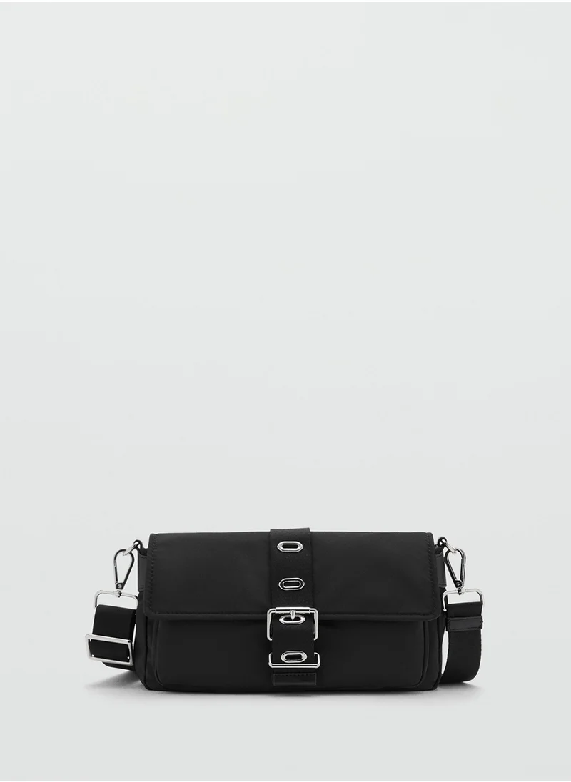 MANGO M-- Trini Flap Over Buckle Strap Crossbody