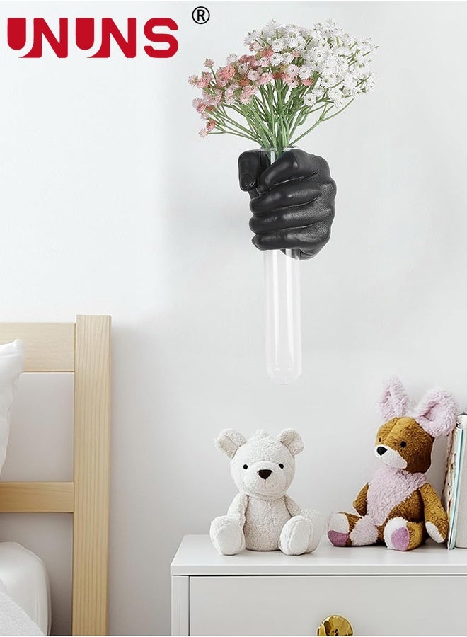 UNUNS Wall Vase,Black Wall Sculptures,Hand Vases Home Decor,Wall Mount Art Sculpture,Unique Wall Art Statue,Wall-Mounted Human Hand Decorative Vase,Hanging Decor for Wall＆Home Decor,Bathroom,Restaurant,Hotel,Black - Image 3