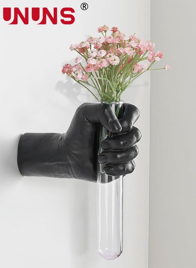 UNUNS Wall Vase,Black Wall Sculptures,Hand Vases Home Decor,Wall Mount Art Sculpture,Unique Wall Art Statue,Wall-Mounted Human Hand Decorative Vase,Hanging Decor for Wall＆Home Decor,Bathroom,Restaurant,Hotel,Black - Image 1