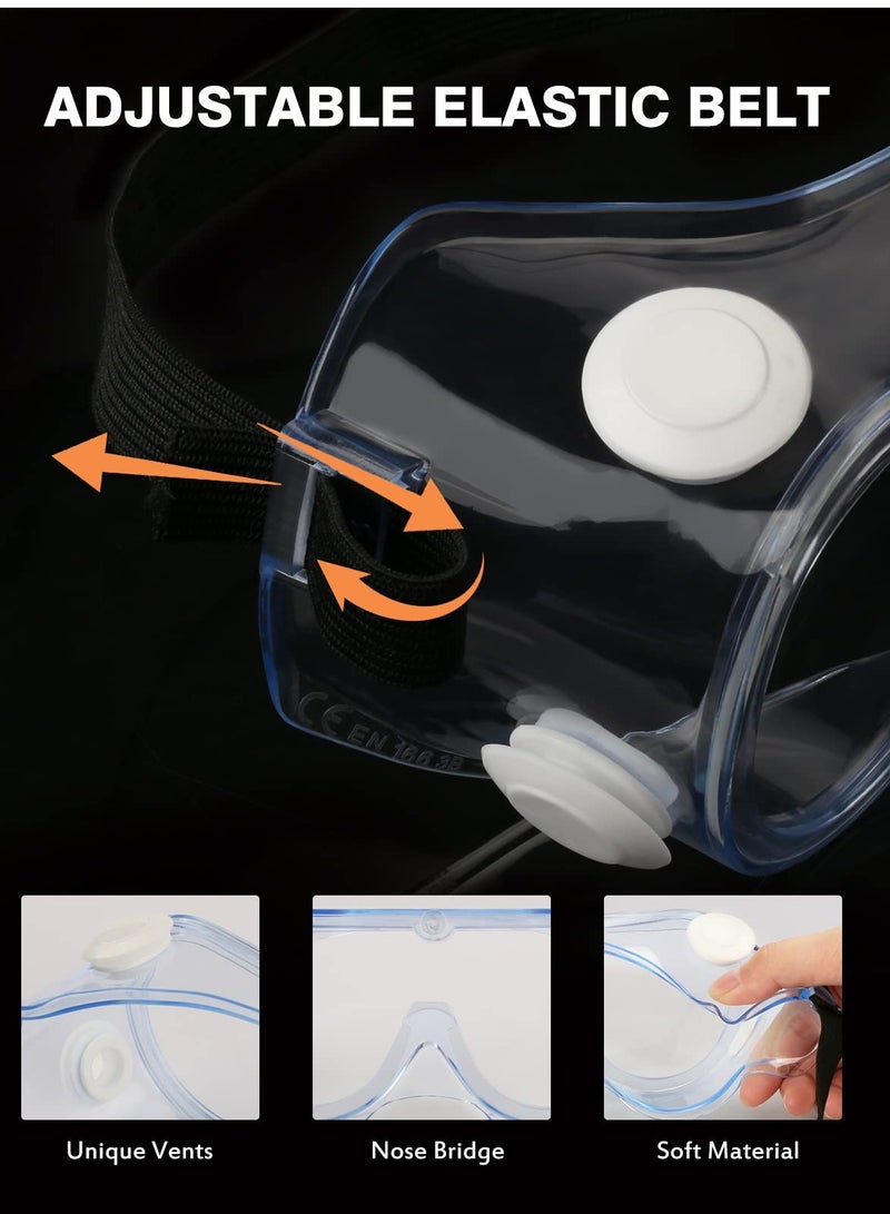 SYOSI نظارات أمان 2 قطع حماية مختبر حماية للعين أنيقة مستديرة UV400 شفافة ضوء أزرق للرجال والنساء  - Image 2