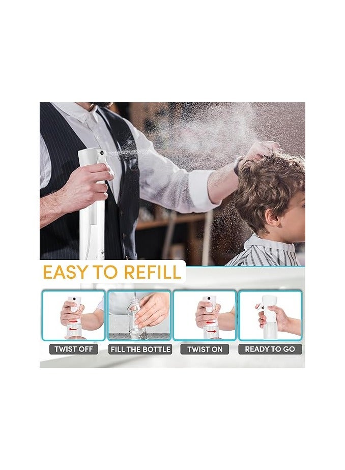 Hula Continuous Spray Bottle for Hair (10.1oz/300ml) Mist Empty Ultra Fine Plastic Water Sprayer – For Hairstyling, Cleaning, Salons, Plants, Essential Oil Scents & More - White - Image 3