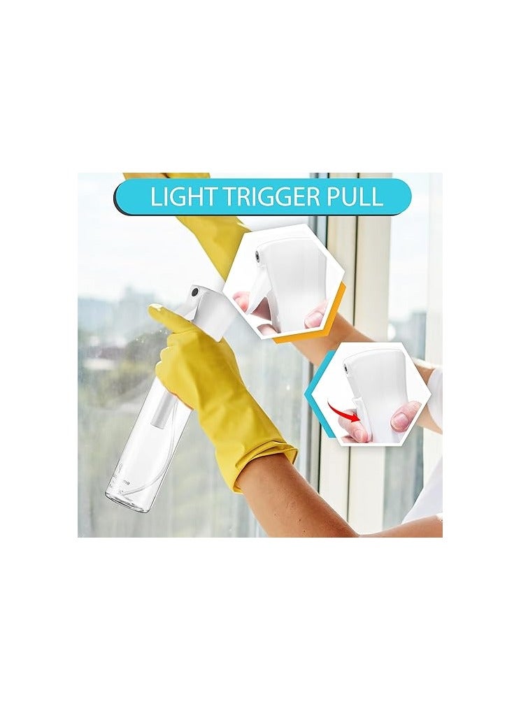 Hula Continuous Spray Bottle for Hair (10.1oz/300ml) Mist Empty Ultra Fine Plastic Water Sprayer – For Hairstyling, Cleaning, Salons, Plants, Essential Oil Scents & More - White - Image 2