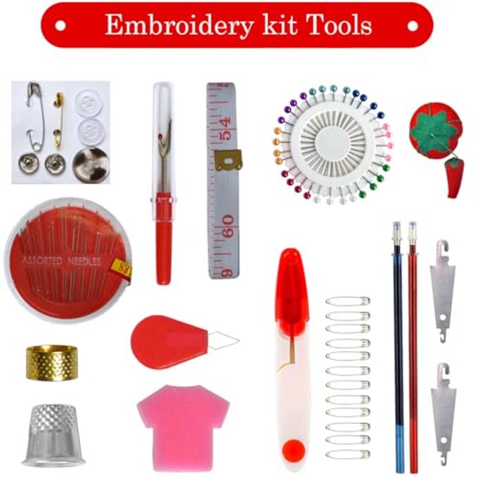 QCZKB 188 Embroidery Floss Set Including Cross Stitch Threads Friendship Bracelet String with 2-Tier Transparent Box, Floss Bobbins and Cross Stitch Kits - Image 2