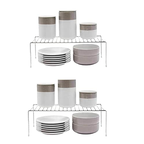 CR18 COLLECTION Stainless Steel Multipurpose Dish Rack/Storage Shelves for Kitchen Cabinets/Plate Stand/Utensil Rack (Silver) Chrome Finish.(Pack of 2) - Image 1