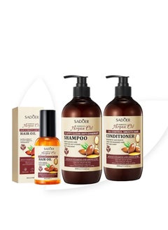 SADOER Argan Hair Care Set Shampoo 500 ml +Conditioner 500 ml + Serum 80 ml  - Image 1