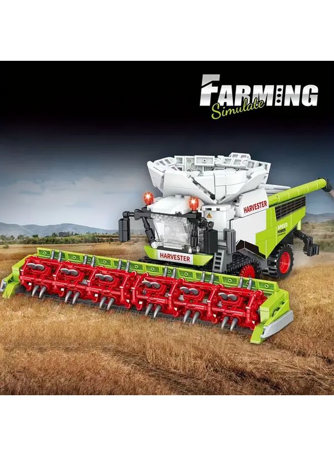 Large Scale Wheat Harvester Building Blocks Set 1000pcs Realistic Moving Parts Farm Toy - Image 1