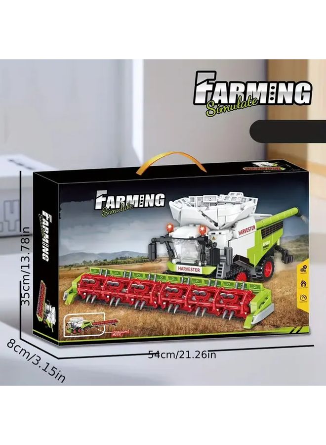 Large Scale Wheat Harvester Building Blocks Set 1000pcs Realistic Moving Parts Farm Toy - Image 3