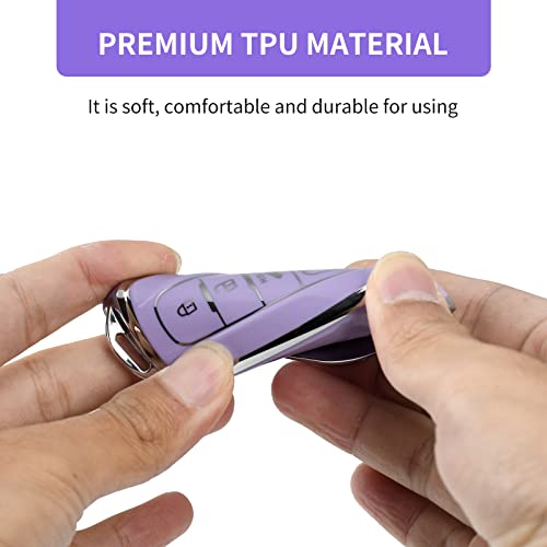 OFFCURVE for Toyota Key Fob Cover with Keychain Car Key Case Key Holder Fit for 2018-2022 Toyota RAV4 Camry Corolla Avalon C-HR Prius GT86 Highlander Car Smart Key Accessories, Purple - Image 5