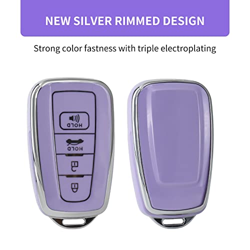OFFCURVE for Toyota Key Fob Cover with Keychain Car Key Case Key Holder Fit for 2018-2022 Toyota RAV4 Camry Corolla Avalon C-HR Prius GT86 Highlander Car Smart Key Accessories, Purple - Image 4