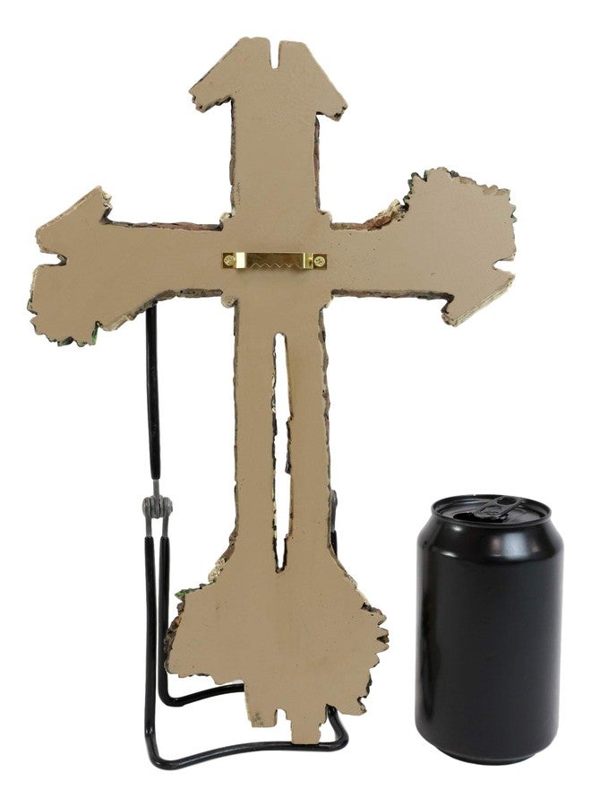Ebros Gift 13.5" Tall Rustic Western Rugged Tree Logs With Pine Cones Wall Cross Decor Hanging Sculpture Catholic Christian Country Cabin Lodge Accent Decorative Crosses - Image 5