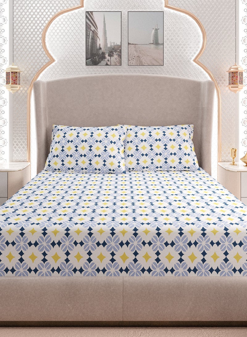 Color Sense Print 1 Comforter + 2 Pillow Cases Double Cotton Blue 220x160cm  - Image 2