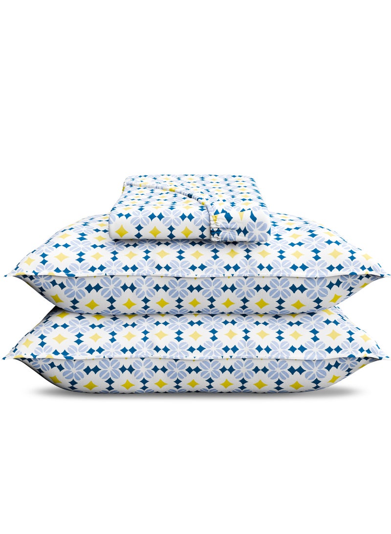 Color Sense Print 1 Comforter + 2 Pillow Cases Double Cotton Blue 220x160cm  - Image 4