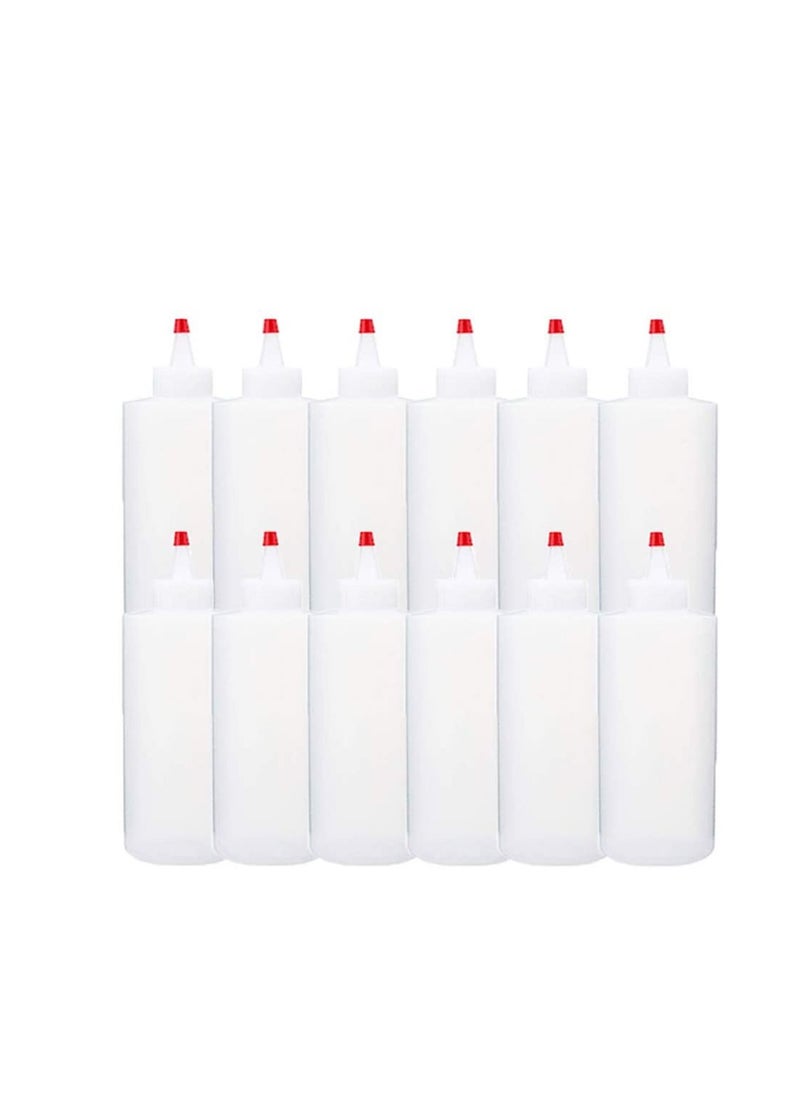Y&D Clear Plastic Condiment Bottle 6Pcs, 240ml Dispense Squeeze Bottles with Mini Red Caps for BBQ, Ketchup, Sauces, Dressing, Syrup, Arts, Crafts  - Image 1