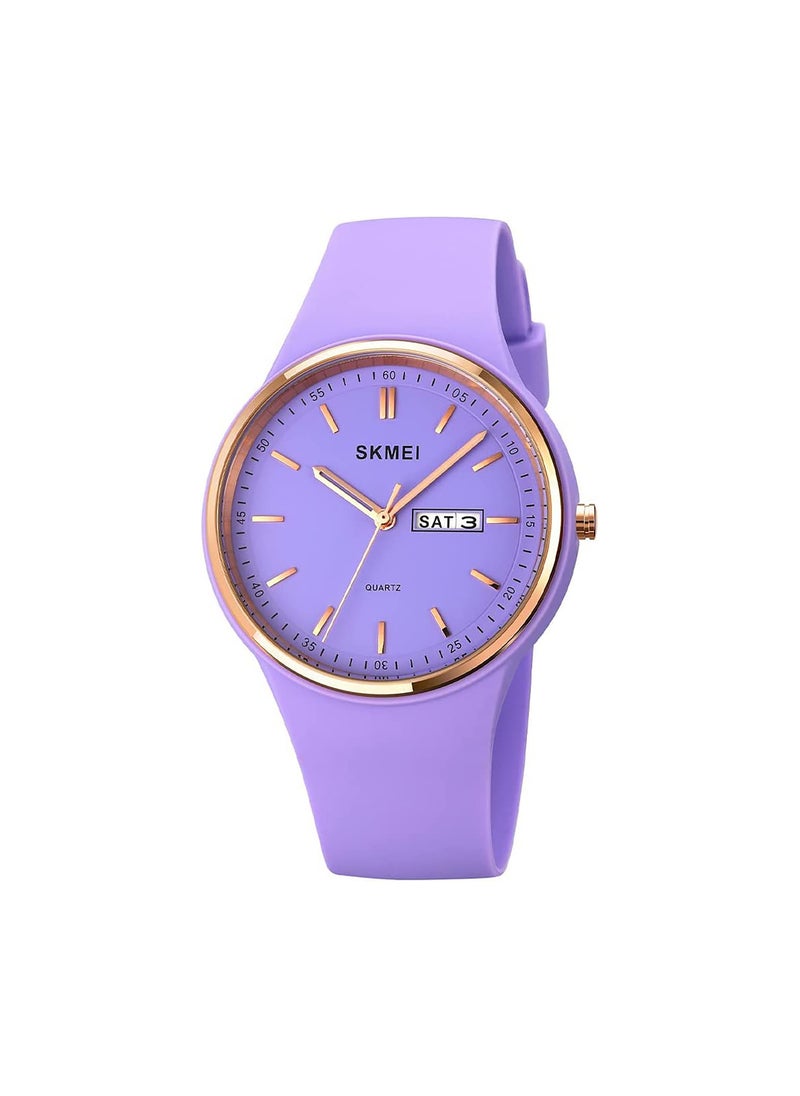 Generic - Stylish Waterproof Silicone Band Watch for Young Women Large Face Casual Quartz Analog with Day Date Perfect Gift for Girls - Image 1