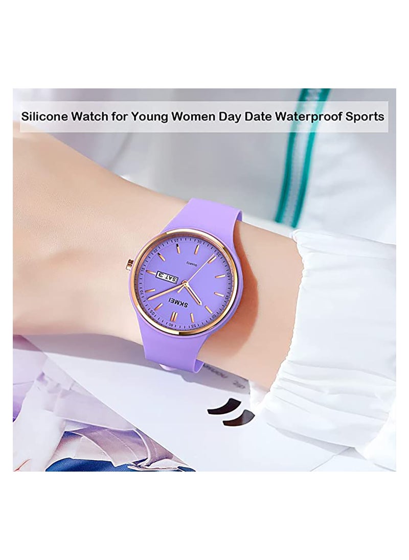Generic - Stylish Waterproof Silicone Band Watch for Young Women Large Face Casual Quartz Analog with Day Date Perfect Gift for Girls - Image 1