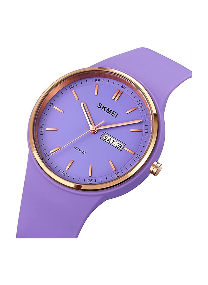 Generic - Stylish Waterproof Silicone Band Watch for Young Women Large Face Casual Quartz Analog with Day Date Perfect Gift for Girls - Image 1