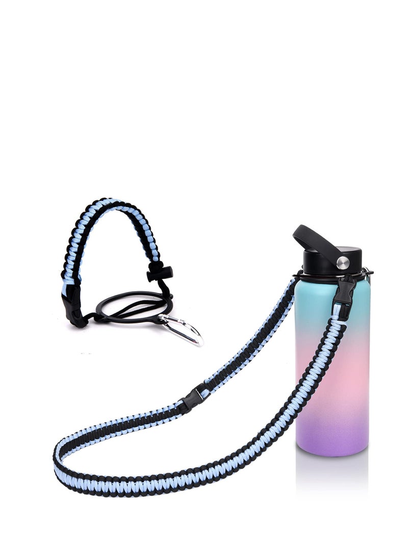Generic Paracord Handle Shoulder Strap Compatible with Hydro Flask Wide Mouth Water Bottles 12oz To 64oz(Not for The New Hydro Flask 2.0) Bottle Strap For Walking Hiking Camping（Blue/Black）  - Image 1
