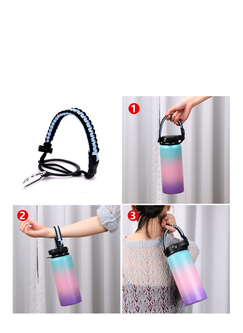 Generic Paracord Handle Shoulder Strap Compatible with Hydro Flask Wide Mouth Water Bottles 12oz To 64oz(Not for The New Hydro Flask 2.0) Bottle Strap For Walking Hiking Camping（Blue/Black）  - Image 4