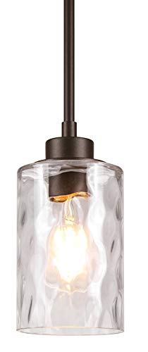 XiNBEi Lighting Pendant Lighting 1 Light Mini Pendant Light with Glass, Modern Adjustable Kitchen Hanging Ceiling Light Dark Bronze Finish XB-P1227-DB - Image 1