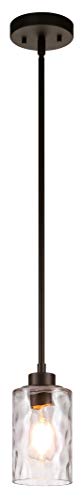 XiNBEi Lighting Pendant Lighting 1 Light Mini Pendant Light with Glass, Modern Adjustable Kitchen Hanging Ceiling Light Dark Bronze Finish XB-P1227-DB - Image 2
