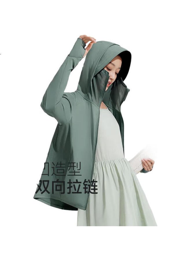 VVC Cheng Yi Same Style Sun Protection Clothing Women'S Uv Cooling Breathable City Light Outdoor Jacket Mouse Tail Green L - Image 1