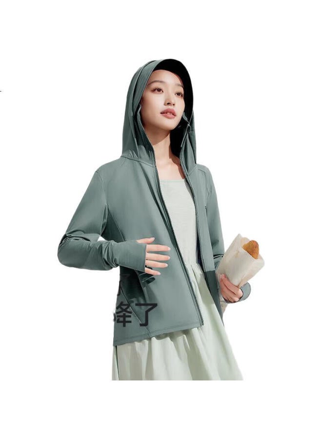 VVC Cheng Yi Same Style Sun Protection Clothing Women'S Uv Cooling Breathable City Light Outdoor Jacket Mouse Tail Green L - Image 2