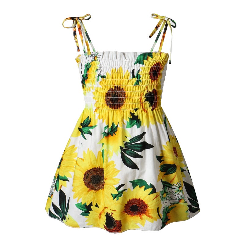 Fashion Toddler Sundress White sunflower White sunflower