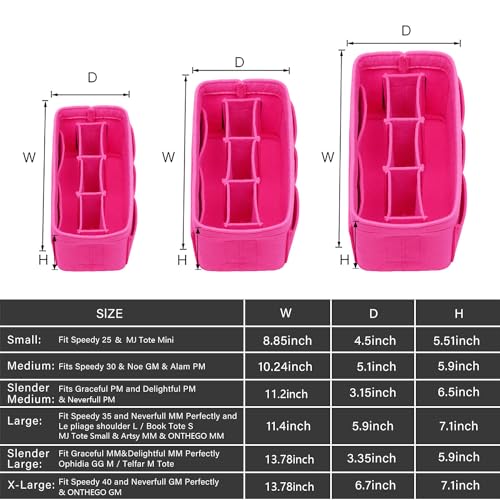 ZTUJO Purse Organizer Insert, Felt Bag Organizer For Handbag Purse Organizer,13 Colors, 6 Size (X-Large, Rose) - Image 2