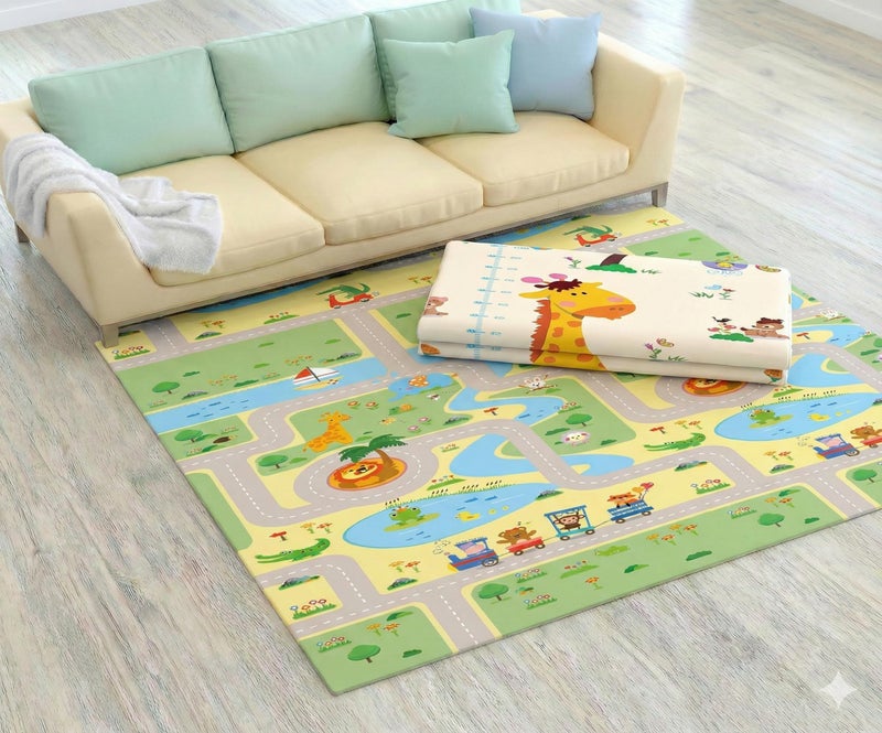 TinyPlay Road & Giraffe Reversible Baby Play Mat for Floor, Baby Playmat for 0–3 Years, 0.6 cm Thick Waterproof Play Mat for Babies 0–12 Months & Kids, 6.5 x 5 ft - Image 4