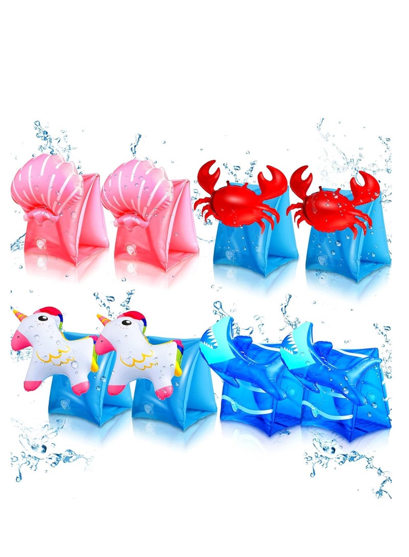 8 Pieces Swim Arm Floaties for Kids Inflatable Swim Armbands Floater Sleeves Swimming Arm Float Rings for Toddler Boys Girls - Image 1